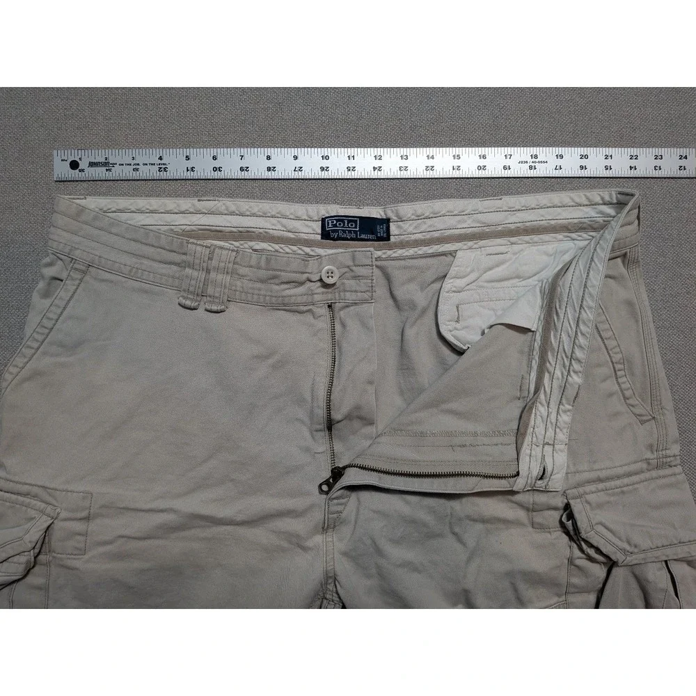 Polo Ralph Lauren Men's Khaki Size 42 Cargo Chino 100% Cotton Shorts Tan Summer